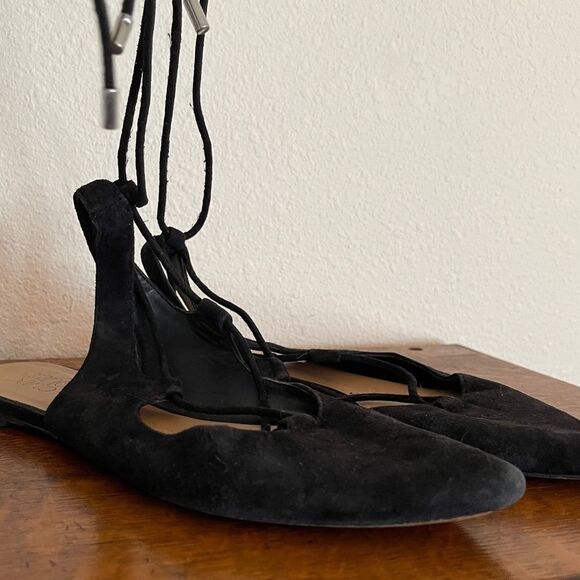 Franco Sarto Lace Up Flats Black - Picture 4 of 8